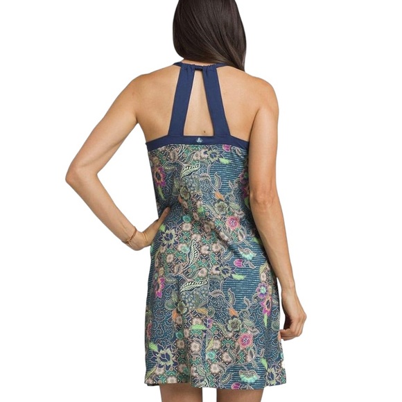 Prana Cantine Blue Floral Paisley Athletic Exercise Dress - Blue Anchor Kona - S - Picture 4 of 12